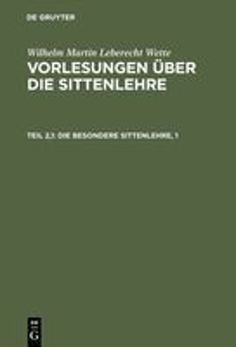 Die Besondere Sittenlehre, 1