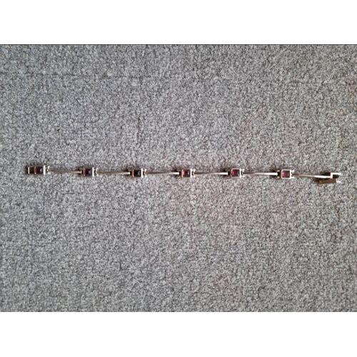 Bracelet Argenté Et Pierre Violette