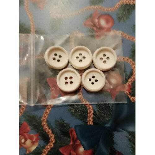 Lot De 5 Boutons Blancs À 4 Trous 1,4 Cm En Plastique.