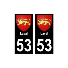 53 Laval Fond Noir Autocollant Plaque Immatriculation Auto Sticker - Droits