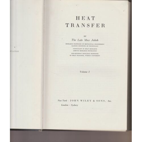 Heat Transfert, Volume 1, 1949