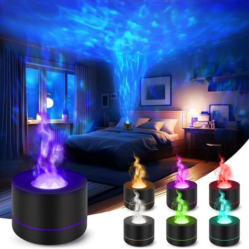 Diffuseur Huiles Essentielles, Diffuseur Parfum Maison Avec Projection Led 7 Couleurs, Lampe Diffuseur Pour Chambre Salon Bureau (Noir) 