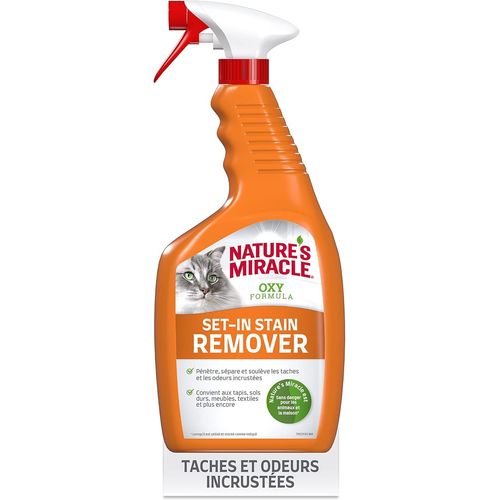 Sept-Nature¿S Miracle Set-In Stain Remover - Solution En Spray Conçue Pour Les Taches Et Les Odeurs De Chat Profondément Incrustées ¿ Formule À L¿Oxygène Actif ¿ Multi-Surfaces ¿ Parfum Orange ¿ 709