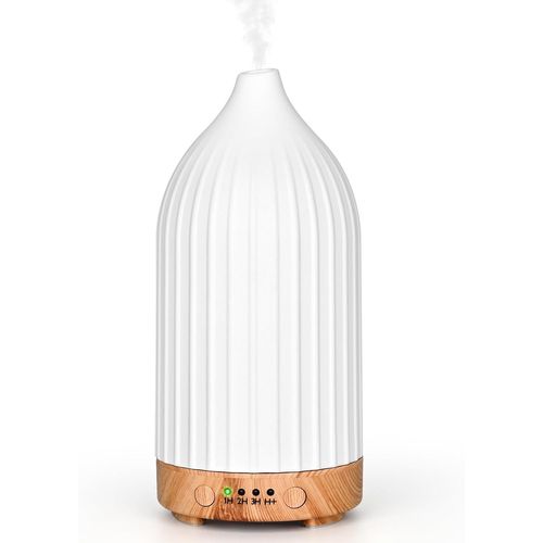 Jgd-Diffuseur Huiles Essentielles En Céramique, Diffuseur De Parfum Electrique Ultrasonique Diffuseur Huile Essentielle Pour La Maison, Yoga (Blanc 100ml) 