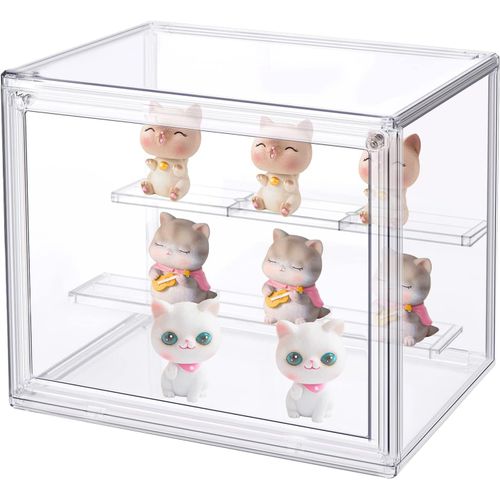 Sept-Boîte De Rangement Transparente En Acrylique Avec Porte Coulissante, Protection Anti-Poussière, Rangement Pour Objets De Collection, Figurines Miniatures 