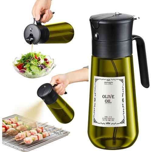 Sept-Flacon Pulvérisateur D'huile D'olive En Verre De 550 Ml, Distributeur D'huile D'olive 2 En 1 Pour La Cuisine, Gadgets De Cuisine Pour Friteuse À Air (Blocage De La Lumière)