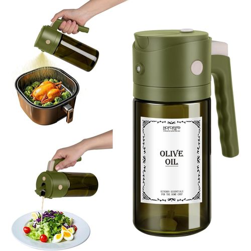 Sjzg-550 Ml Spray Huile D'olive Verre Cuisine Pulvérisateur D'huile Foncé Anti-Lumière De Cuisson 2 En 1 Flacon Vaporisateur Huile (Vert)