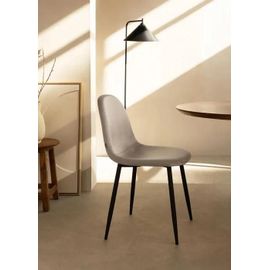 Lot De 4 Chaises Scandinaves En Velours Et Pieds Métallique Noir- Beige