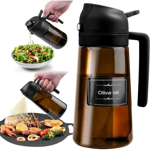 Sept-470ml Spray Huile Cuisine, Protection Contre La Lumière, 2 En 1 Vaporisateur Huile Air Fryer, Verre Pulvérisateur Huile D`Olive Pour Cuisson, Salades Et Accessoire Cuisine