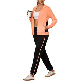 Slep-Survêtements De Sport Pour Femmes Manches Raglan Avec Bordure Contrastée Ensemble De Sport 2 Pièces Pour Jogging