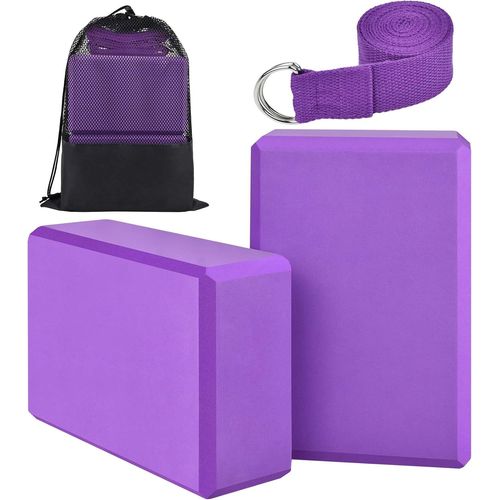 Slep-Brique Yoga Lot 2 Bloc Yoga Block Brique De Yoga Blocks Briques Kit Yoga Accessoires Avec Sangle Et Sac De Yoga ¿Lot De 4 Pièces¿