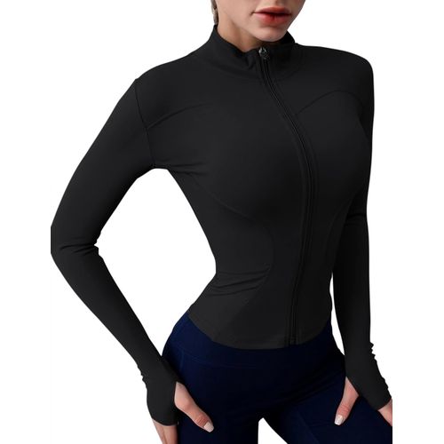 Slep-Veste De Course À Manches Longues Pour Femme - Haut De Gym - Yoga - Fitness - Respirant - Fermeture Éclair - Veste De Survêtement Légère Avec Trou Pour Les Pouces