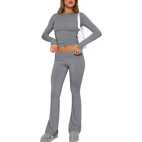 Slep-Femme Ensemble De 2 Pièces Tops Slim Fit À Manches Courtes Et Yoga Pantalon Femme Ensemble Fitness Ensemble Lounge D'été