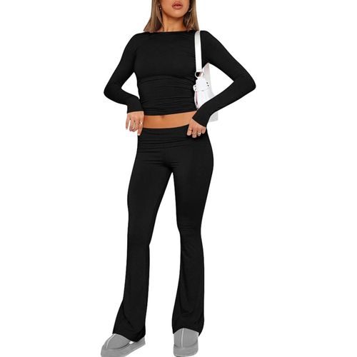 Slep-Femme Ensemble De 2 Pièces Tops Slim Fit À Manches Courtes Et Yoga Pantalon Femme Ensemble Fitness Ensemble Lounge D'été