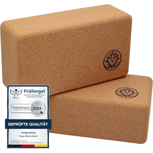 Lot De 2 Brique Yoga | Blocs En Liège | 22 X 12 X 7,5 Cm | Accessoires De Yoga Pour Homme Et Femme | Bloc Hatha