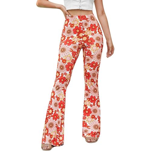 Asfasfq-Pantalons Fluide Évasés Des Années 70 Femme - Taille Haute Elastique Yoga Leggings Sport Vetement Ete Pantalon Large Disco Pilates Chic Et Elegant Hippie Deguisement Adulte
