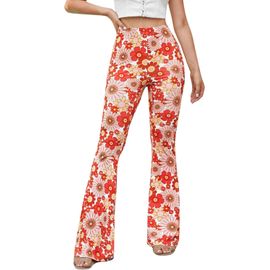 Asfasfq-Pantalons Fluide Évasés Des Années 70 Femme - Taille Haute Elastique Yoga Leggings Sport Vetement Ete Pantalon Large Disco Pilates Chic Et Elegant Hippie Deguisement Adulte