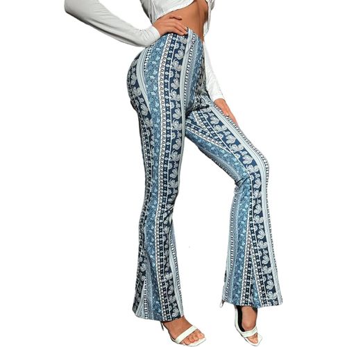 Slep-Pantalons Fluide Évasés Des Années 70 Femme - Taille Haute Elastique Yoga Leggings Sport Vetement Ete Pantalon Large Disco Pilates Chic Et Elegant Hippie Deguisement Adulte