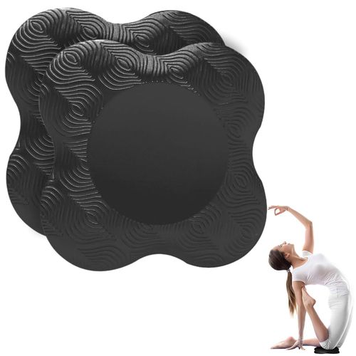 Slep-2 Pièces Yoga Genouillère, Tapis De Yoga Antidérapants Résistant À L'usure Protège Les Genoux, Les Mains, Les Poignets Et Les Coudes (Noir)