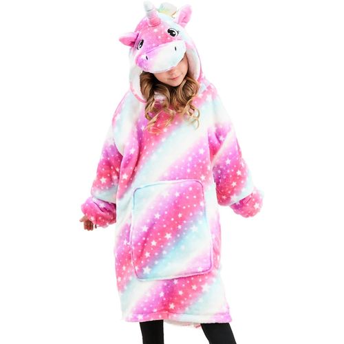 Slep-Sweat À Capuche Licorne Pour Filles, Sweat-Shirt À Capuche Licorne, Couverture À Capuche Surdimensionnée Pour Enfants
