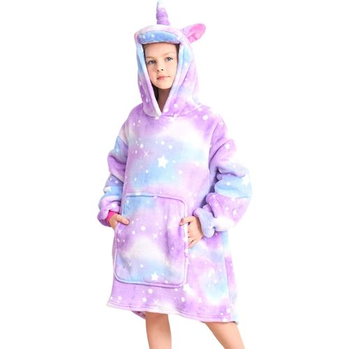 Slep-Sweat À Capuche Licorne Pour Filles, Sweat-Shirt À Capuche Licorne, Couverture À Capuche Surdimensionnée Pour Enfants