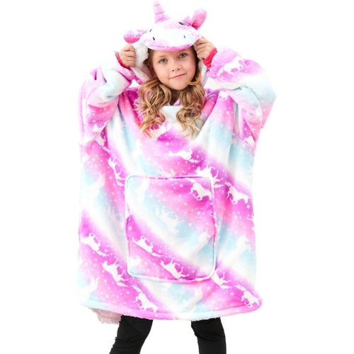 Slep-Sweat À Capuche Licorne Pour Filles, Sweat-Shirt À Capuche Licorne, Couverture À Capuche Surdimensionnée Pour Enfants