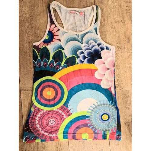 Débardeur Desigual Top Fille 11 _ 12 Ans Tee-Shirt Shirt Sans Mache Peu Porté Envoi Rapide Et Soigné