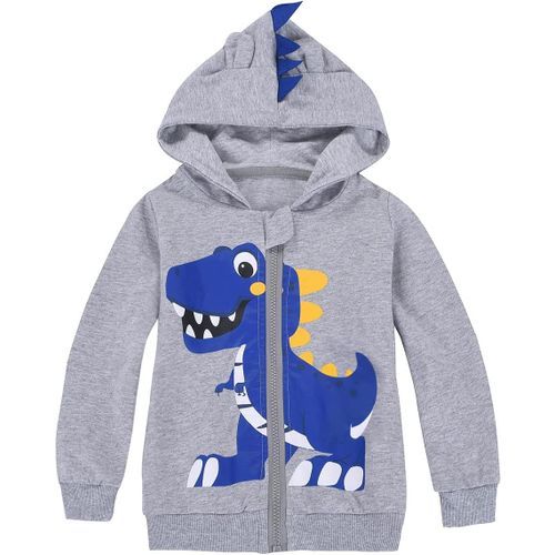 Slep-Enfants Garçons Hoodie Dinosaur À Capuche Pour Enfants Sweat-Shirt Zippé À Capuche Pull En Coton Pour Garçons 2-8 Ans