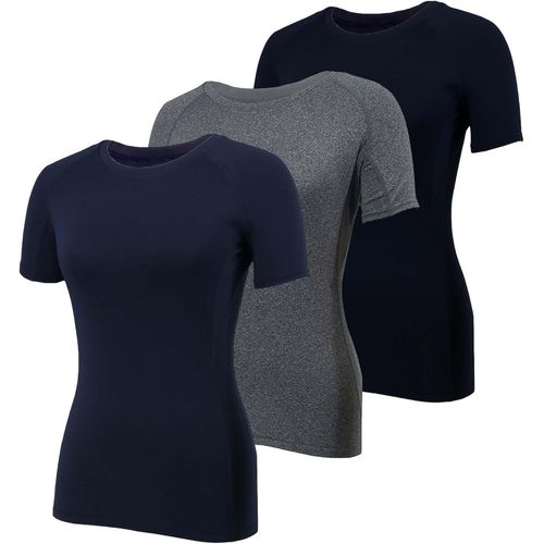 Slep-Lot De 3 T-Shirts Et Tops De Sport Femme À Manche Courtes Sportswear Running Léger Haut Col Rond Respirant Fitness Pilates Yoga Tee Shirt