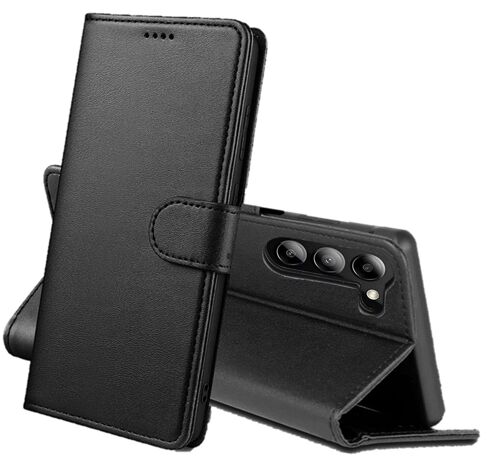 Coque Pour Samsung Galaxy S25 - Portefeuille Noir Rabat Clapet Aimanté Rangement Cartes Phonillico®
