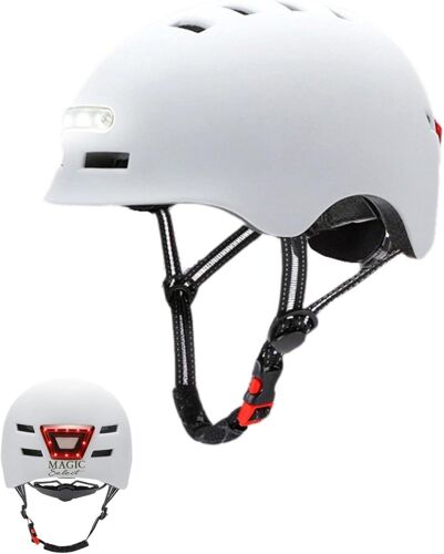 Subzonal-Casque De Vélo Ou Scooter Électrique Avec Voyant Rouge + Feu Avant Blanc Casque Vtt, Planche À Roulettes, Patins Léger Avec Doublure Amovible, Coque Pc + Eps, 14 Évents Et Câble De Chargemen