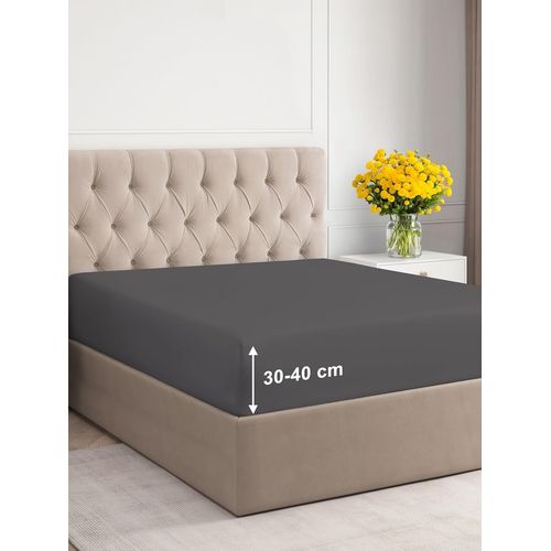 Slep-Drap Housse 90x200 Cm Bonnet 40 Cm Extra Profond - Microfibre De Polyester Brossé Douce - Matelas Épais Jusqu`À 40 Cm (16") - Oeko-Tex - Résistant Au Rétrécissement Et À La Décoloration - Gris F