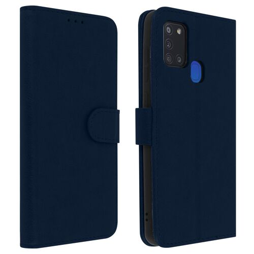 Étui pour Samsung Galaxy A21s Clapet Portefeuille Support Vidéo Bleu Nuit