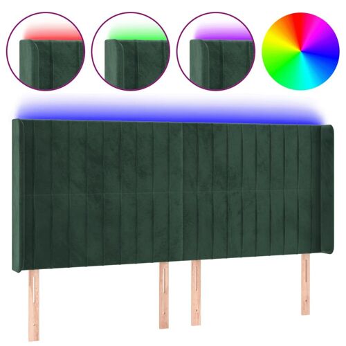 Vidaxl Tête De Lit À Led Vert Foncé 203x16x118/128 Cm Velours