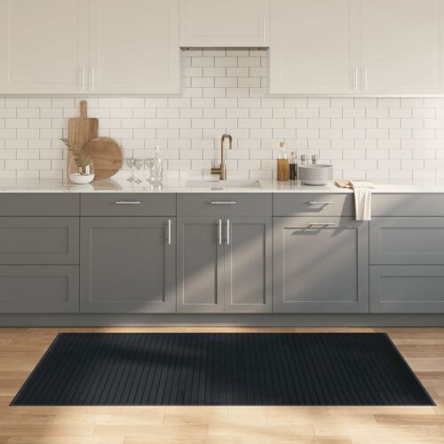 Vidaxl Tapis Rectangulaire Gris 100x200 Cm Bambou