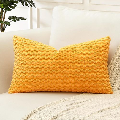 Slep-Lot De 1 Decorative Granulaire Housse De Coussin En Velours Côtelé Canapé Taie D'oreiller Géométrique Douce Pour Maison Salon Chambre Canapé 30x50 Cm Jaune D'or