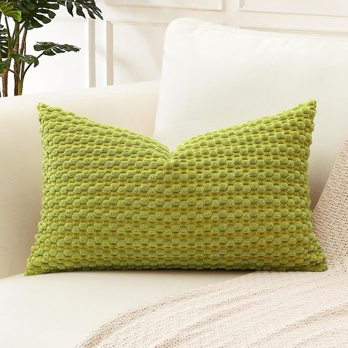 Slep-Lot De 1 Decorative Granulaire Housse De Coussin En Velours Côtelé Canapé Taie D'oreiller Géométrique Douce Pour Maison Salon Chambre Canapé 30x50 Cm Vert Pois