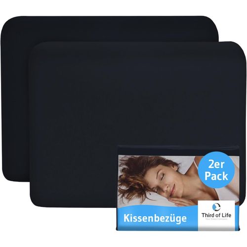 SLEP-Taie d'oreiller pour Coussin de Voyage Onda certifié Oeko-Tex, Coton de Haute qualité (Double Jersey), sans Repassage et sans Danger pour Le sèche-Linge, Housse avec Fermeture éclair (2, Noir)
