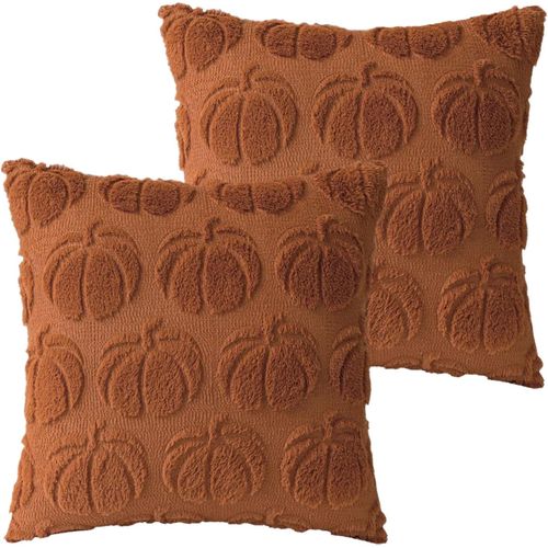 Slep-2 Pièces Housse De Coussin D'automne, Housse De Coussin Citrouille 45 X 45 Cm, Taie Oreiller Automne, Housses De Coussins Halloween Citrouilles, Taie D'oreiller Citrouille Pour Canapé, Salon, Ch
