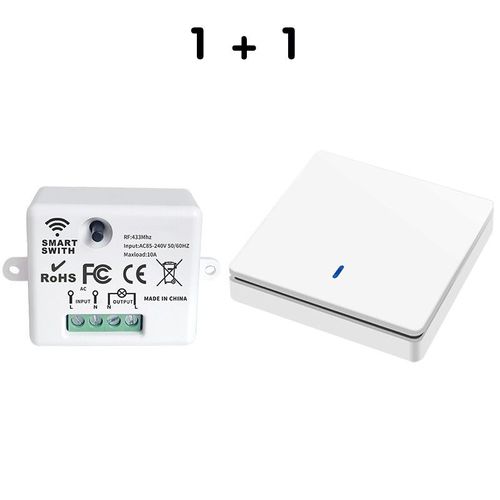 Interrupteur intelligent sans fil 433Mhz RF 86,panneau mural avec télécommande,Mini relais récepteur 220V,ventilateur de lampe pour la maison - Type 1R 1W