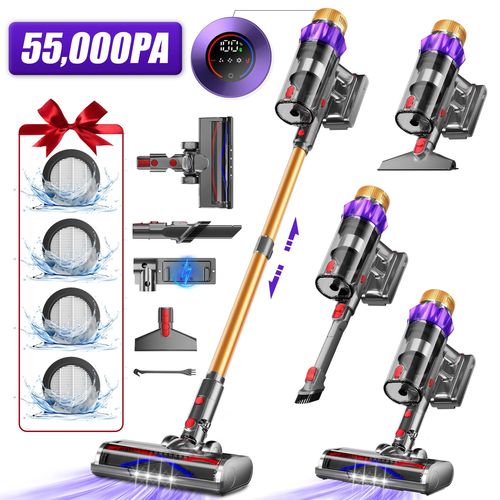 Aspirateur Balai, Aspirateur Balai sans fil 55000Pa/550 W, Autonomie Jusqu'à 70 Min, 2200mAh, Grande Capacité de 1,8 L