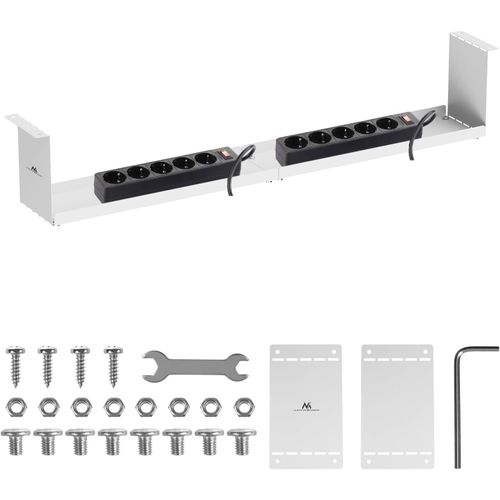 Cmjaagur-Organisateur De Câbles Compact Mc-107 Sous Bureau 85 Cm Robuste Acier Fixation Vissée Charge 5 Kg Organ Ur Multipr S Cache Câbles Avec Kit Montage Pour Bureau Maison Gaming, Blanc, [M1470]