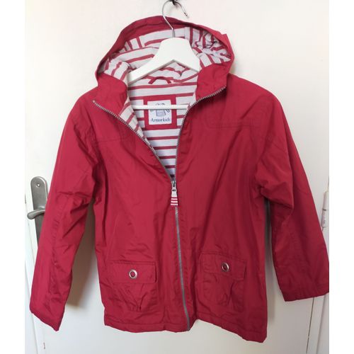Beau Ciré / Imperméable Armor Lux Rouge À Capuche 12 Ans