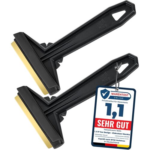 Grattoir Pare Brise Voiture - Rapide, Sans Effort Et Efficace - Murska [ Lot De 2 ] Raclette Pare Brise Voiture - Lame En Laiton - Premium Hips - Gratte Pare Brise Voiture Finlande L&p A054-2 Noir