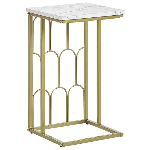 Table d'appoint PANDALE Effet marbre Blanc