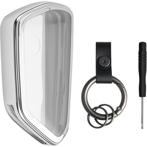 Kalanka-Coque Clé De Voiture Compatible Avec Vw Golf 8 Gti Id3 Id4 Cupra Formentor Cupra Leon Skoda Enyaq Télécommande Housse Coque De Protection Protège Clef De Voiture Avec Porte Clés - Argent