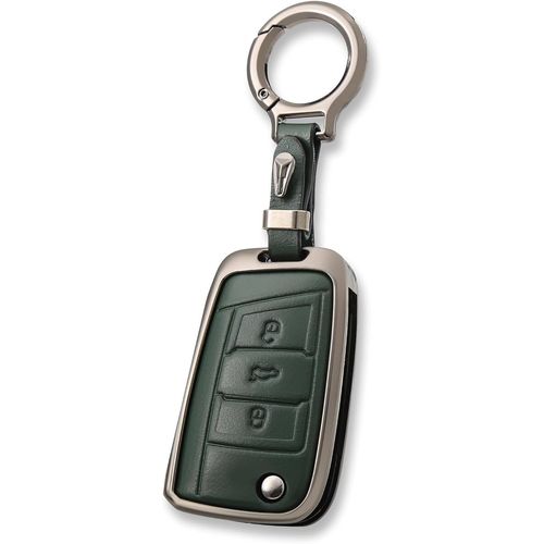 Kalanka-Coque Cle Cuir Alliage De Zinc, Etui Cle Avec Porte Clef Apte À Vw Volkswagen Golf 7 Polo Tiguan Seat Leon Cupra Fabia Ateca Skoda Octavia Superb