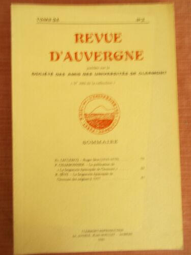 Revue D'auvergne Tome 92 N° 2 ( 472 De La Collection) 1978