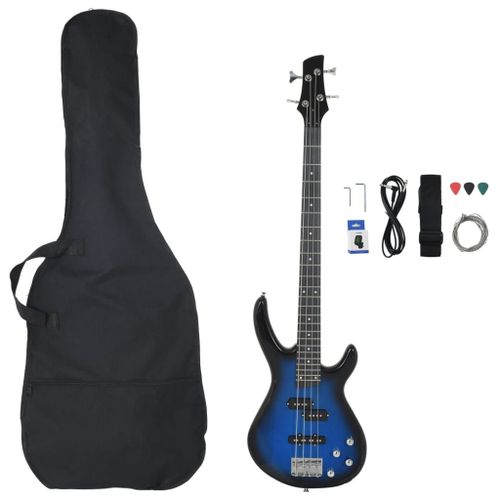 Guitare Basse Électrique De Débutants Sac Bleu Et Noir 4/4 46"