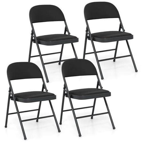 Costway Lot De 4 Chaises Pliantes Rembourrées Avec Cadre En Métal Pour Intérieure Extérieure, Mariage, Restaurant
